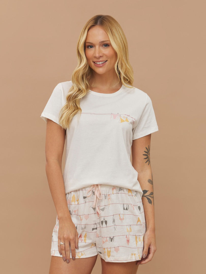 Anna Kock® Pijama Short Doll Remera Manga Corta · Ref#2925