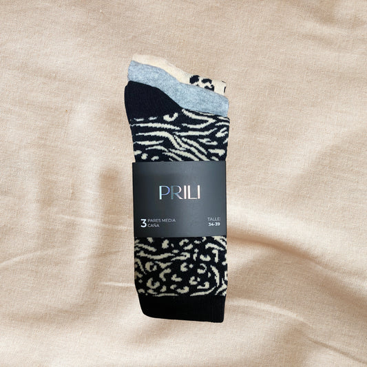 Prili® Medias de Algodón Diseño Animal Print Pack X3 · Ref#I-PACKX3