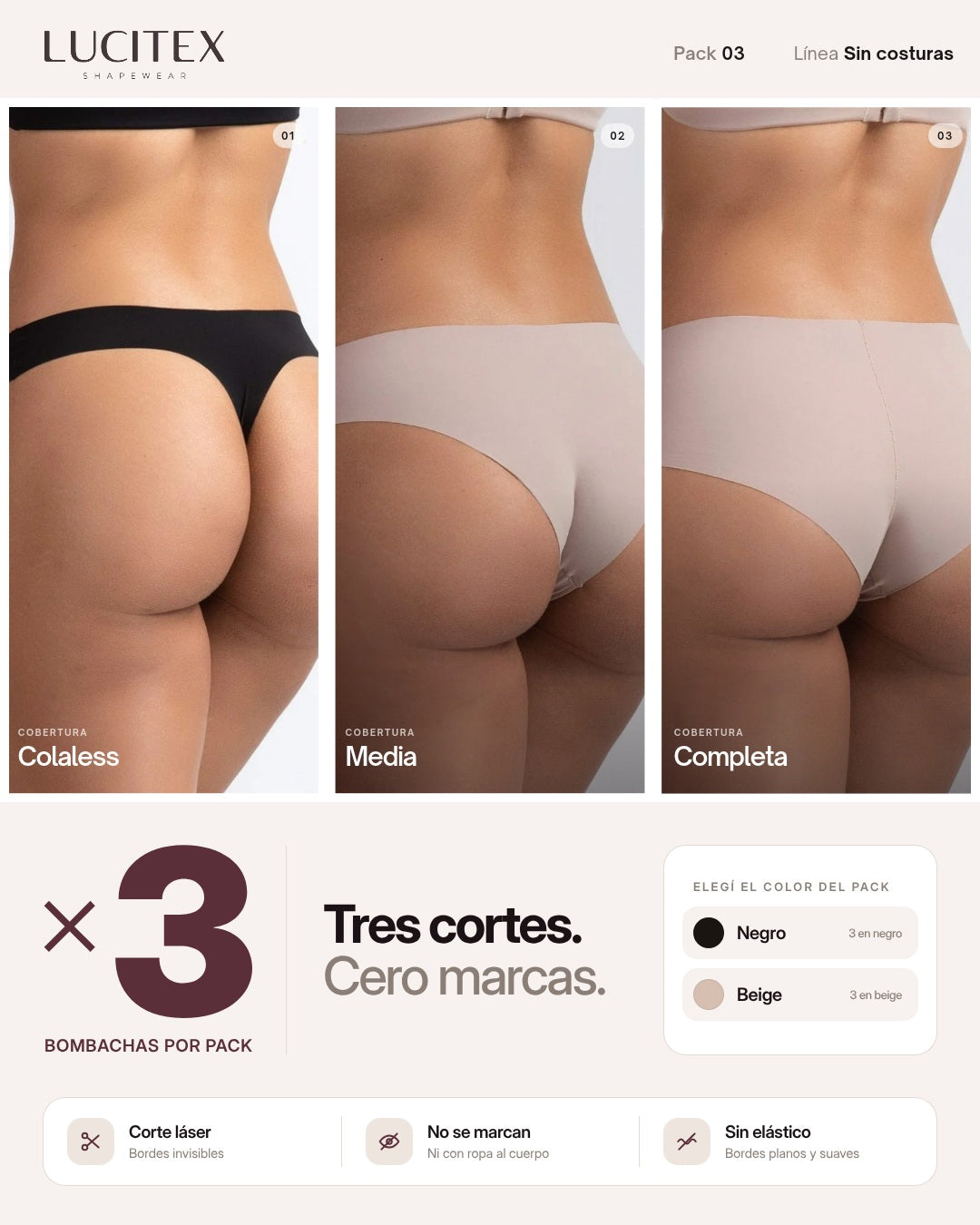 Paquete Bombachas Sin Costura