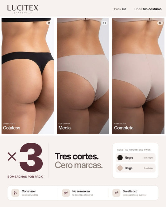 Paquete Bombachas Sin Costura